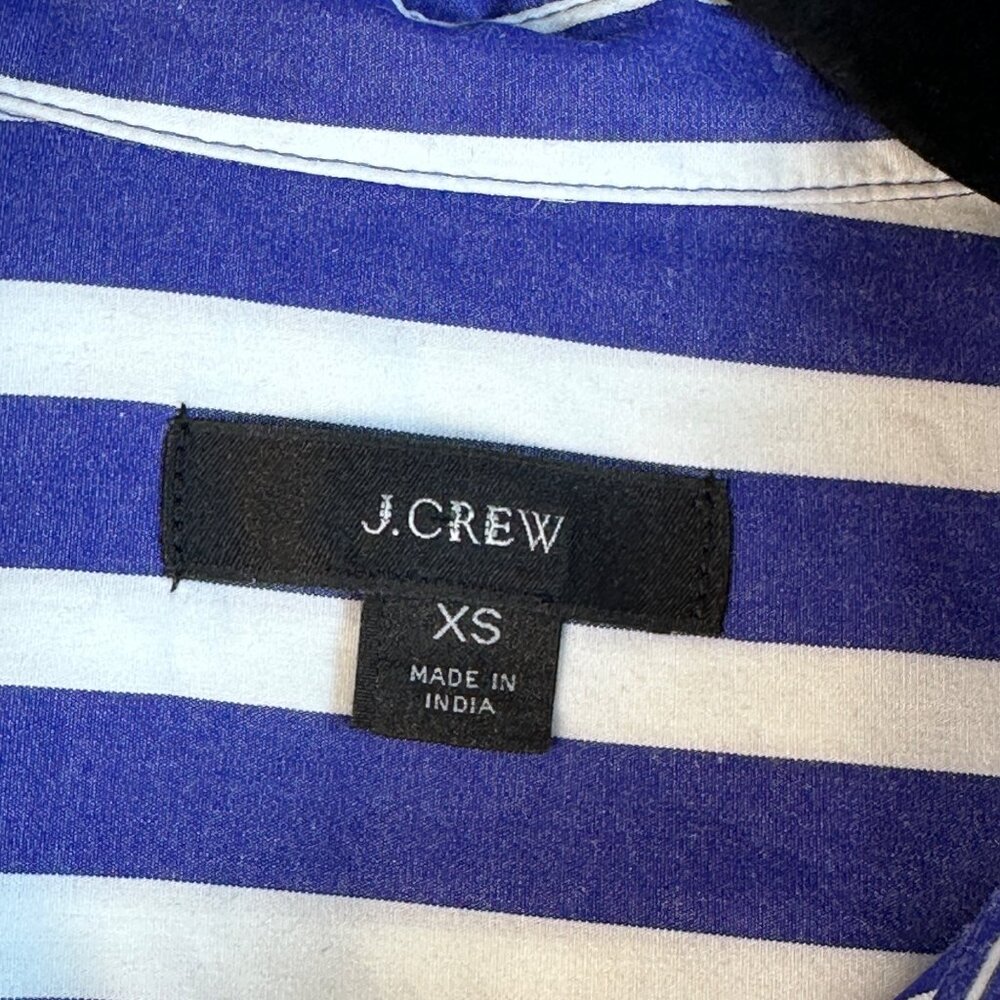 J.Crew Blue White Striped Long-Sleeve Button-Down Shirt Dress XS Preppy Oldmoney - Picture 2 of 13